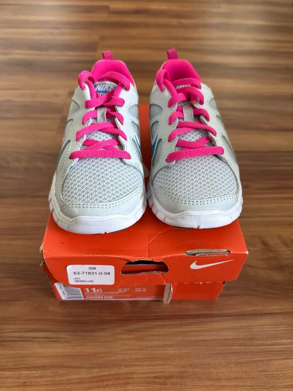 Nike Free 5.0 Little Kids Running Shoes Grey Pink Blue 580594-046 Size 11C